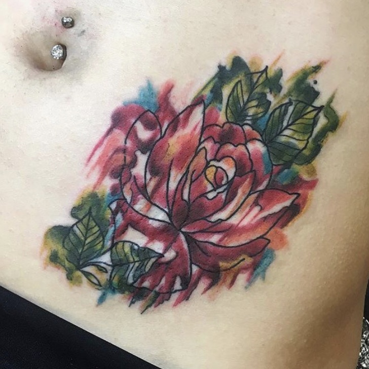 watercolour rose tattoo
